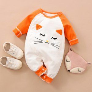 Baby soft jumpsuit, new baby long-sleeved romper Korean style 3-6 months old